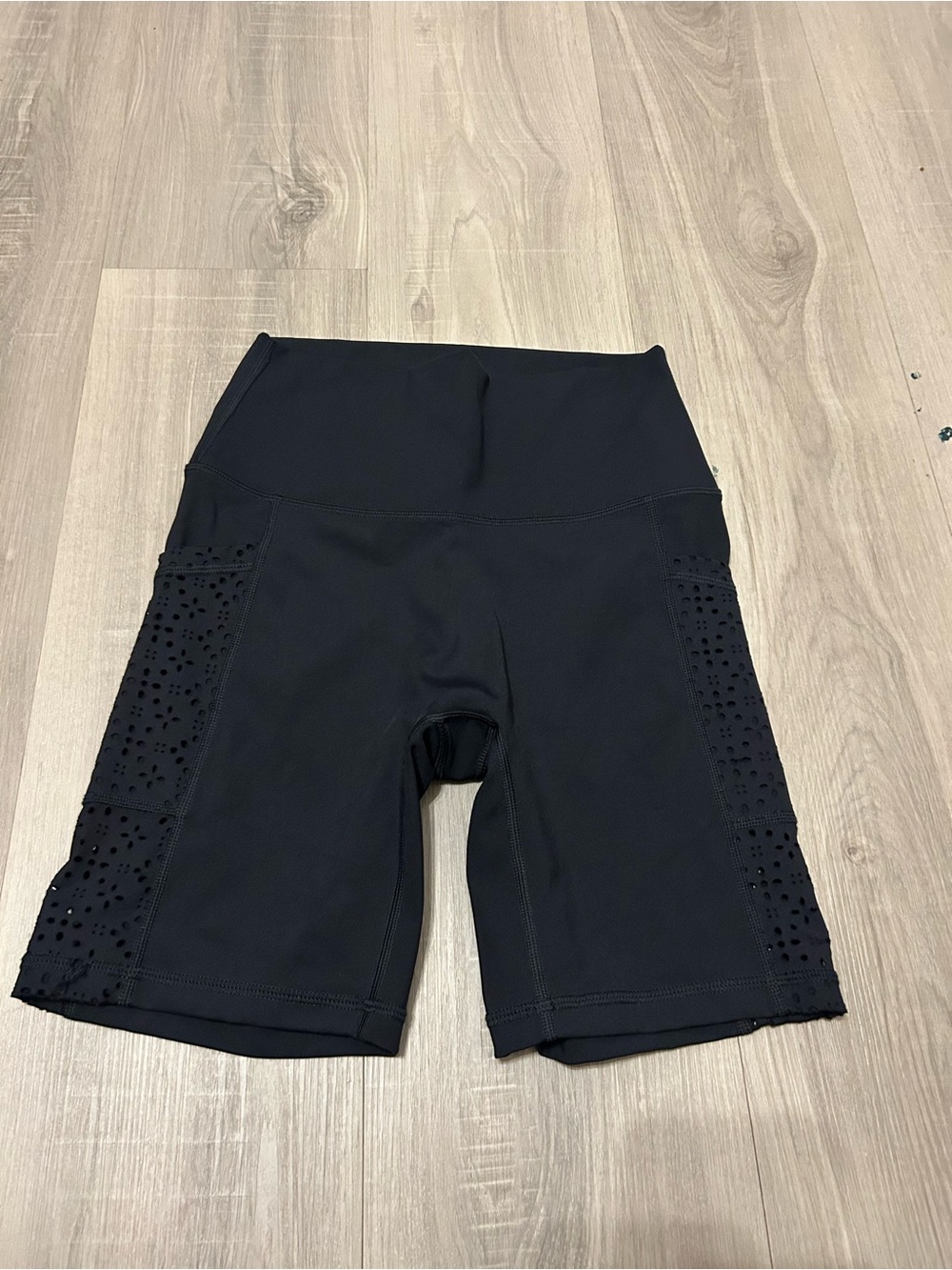 aerie Black High-Waist Laser-Cut Bike Shorts